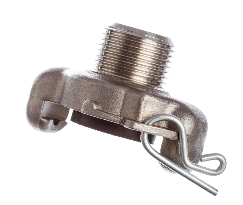 Universal Coupling, Male Thread, Stainless Steel, with Safety Clip